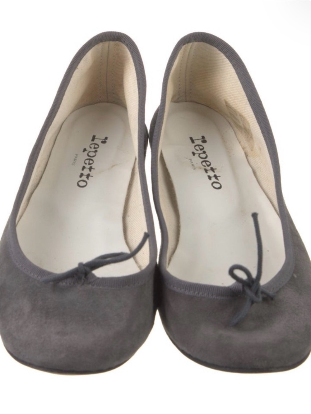 Repetto Gray Suede Bow Ballet Flats